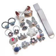 Ozdoby do włosów - ZESTAW DLA DZIEWCZYNKI gumki spinki PREZENT szary - miniaturka - grafika 1