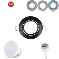 Żarówki LED - Reflektor wpuszczany GU10 35° obrotowy Ø80mm otwór wiercony aluminium w komplecie GU10 5W żarówka LED biała zimna 350 lumenów czarna okrągła - miniaturka - grafika 1