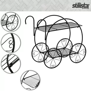 KWIETNIK METALOWY STOJAK CZARNY LOFT WÓZEK - Pozostałe ozdoby ogrodowe - miniaturka - grafika 3