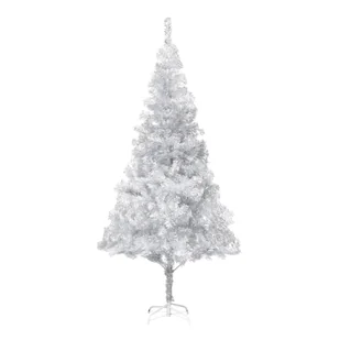 vidaXL Sztuczna choinka ze stojakiem, srebrna, 180 cm, PET - Choinki - miniaturka - grafika 1