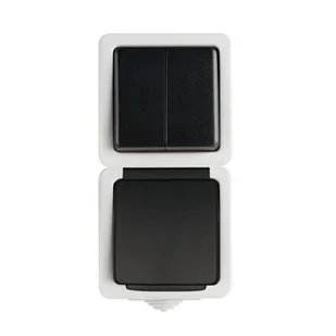 Kanlux Łącznik świecznikowy + Gniazdo zasilające francuskie, pion, z ochroną styków TEKNO 05-3521-143 cz 25362 - Gniazdka elektryczne - miniaturka - grafika 1