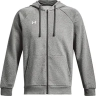Bluzy męskie - Bluza męska Under Armour Rival Fleece FZ Hoodie szara 1379767 025-M - miniaturka - grafika 1