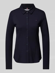 Bluzka koszulowa o kroju slim fit z wyhaftowanym logo - Koszule damskie - miniaturka - grafika 1