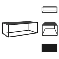 Ławy i stoliki kawowe - vidaXL Stolik kawowy czarny z czarnym szkłem 100x50x35 cm - Stoliki kawowe - miniaturka - grafika 1