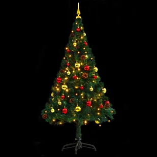 vidaXL vidaXL Sztuczna choinka z bombkami i lampkami LED, zielona, 150 cm - Choinki - miniaturka - grafika 1