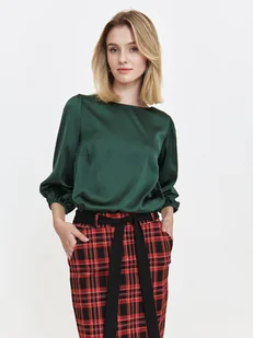 Ciemnozielona satynowa bluzka - Bluzki damskie - miniaturka - grafika 1
