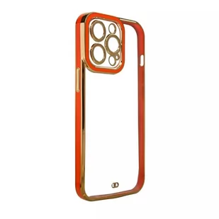 Fashion Case etui do iPhone 12 Pro żelowy pokrowiec ze złotą ramką czerwony - Etui i futerały do telefonów - miniaturka - grafika 1