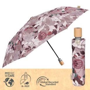 Parasol damski składany Perletti Eco Green Magnolia, odcień różu - Parasole - miniaturka - grafika 1
