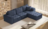 Narożniki - Sofa w kształcie L maxi BOHOO narożnik tkanina Raven niebieski prawy - miniaturka - grafika 1