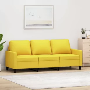 vidaXL Sofa 3-osobowa, jasnożółta, 180 cm, tapicerowana tkaniną - Sofy i kanapy - miniaturka - grafika 1