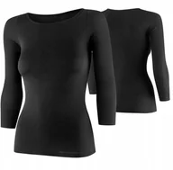 Koszulki i topy damskie - LS1628W Koszulka damska z rękawem 3/4 COMFORT MERINO czarny XL - miniaturka - grafika 1