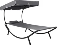 Leżaki ogrodowe - Elior Szary leżak ogrodowy z baldachimem - Pafos 2X - miniaturka - grafika 1