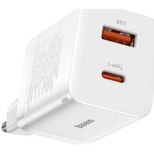 Baseus Ładowarka sieciowa Super Si Pro Quick Charger USB + USB-C 30W biała BSU2902WHT - Ładowarki do telefonów - miniaturka - grafika 1