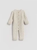 Komplety dla niemowląt - Reserved - Dzianinowy pajacyk z wiskozą - złamana biel - miniaturka - grafika 1