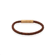 Bransolety męskie - Bransoletka skórzana brązowa EM 42 - EM Men's Accessories - miniaturka - grafika 1