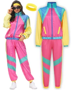 STRÓJ LATA 80 90 DISCO PRZEBRANIE DRES ORTALIONOWY RETRO FITNESS M L 170 176 - Stroje karnawałowe - miniaturka - grafika 1