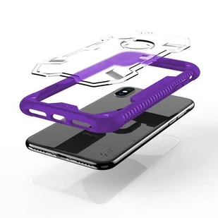 Zizo Proton Case Pancerne etui iPhone X ze szkłem 9H na ekran (Purple/Trans Clear) - Etui i futerały do telefonów - miniaturka - grafika 7