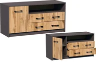 Szafki RTV - Meble-Bestseller Komoda RTV K027 Grafit-Wotan 55x110x41 cm - miniaturka - grafika 1