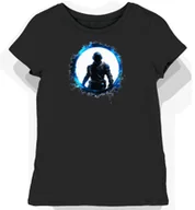 Koszulki i topy damskie - Koszulka damska czarna z motywem niebieskich ramek esportowych L - miniaturka - grafika 1