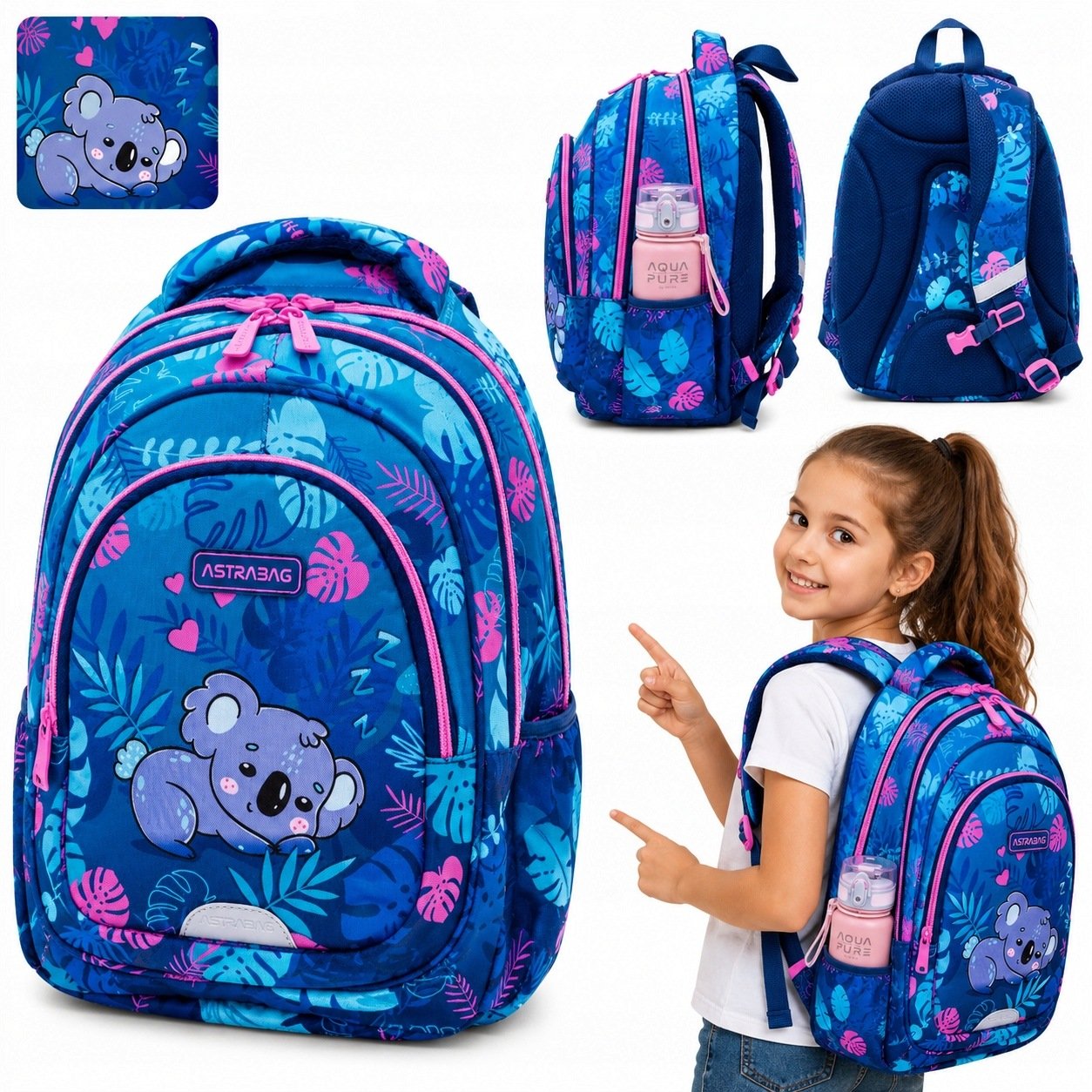 Plecak Szkolny Młodzieżowy Koala Dla Dziewczynek 20L Klasa 1-3 Astrabag
