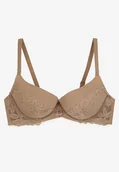 Biustonosze - Ciemnobeżowy Biustonosz Push Up z Koronkowymi Detalami Mailese - miniaturka - grafika 1