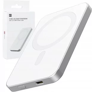 ER Power Power Bank z ładowaniem indukcyjnym Qi Snap 5000mAh MagSafe / USB-C 15W, kremowy - Powerbanki - miniaturka - grafika 1