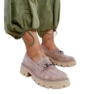 Mokasyny damskie - Brązowe zamszowe mokasyny Vinceza - miniaturka - grafika 1