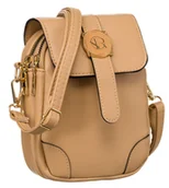 Torebki damskie - Torebko-portfel Rovicky na ramię listonoszka na suwak z kieszenią na telefon pasek na ramię, beżowy - miniaturka - grafika 1