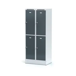 Alfa 3 Metalowa szafka ubraniowa 4-drzwiowa na cokole, drzwi antracytowe, zamek obrotowy 1261755 - Szafki BHP - miniaturka - grafika 1