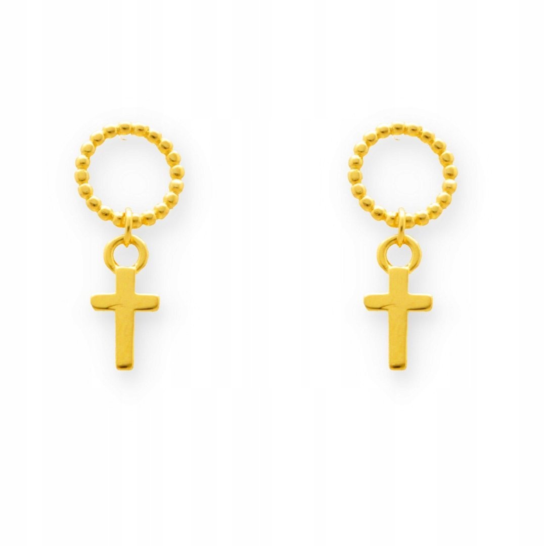 Pozłacane Kolczyki z Krzyżykiem i Kółkiem Pr. 925