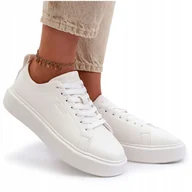 Sneakersy damskie - Lekkie Sneakersy Damskie Big Star NN274322 Memory Foam System Białe 37 - miniaturka - grafika 1