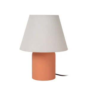 Lampa stołowa Macia w odcieniu terrakoty z lnianym abażurem – idealna do stworzenia przytulnego klimatu - Lampy stojące - miniaturka - grafika 1