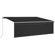 Markizy - VidaXL Lumarko Ręcznie zwijana markiza z zasłoną i LED, 4,5x3 m, antracytowa 3069444 VidaXL - miniaturka - grafika 1