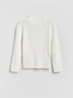 Swetry dla dziewczynek - Reserved - Gładki sweter z wiskozy - złamana biel - miniaturka - grafika 1