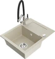 Zlewozmywaki z baterią - Mexen Enzo zlewozmywak granitowy 1-komorowy z ociekaczem i baterią kuchenną Duo, beżowy - 6506-69-671701-07 - miniaturka - grafika 1
