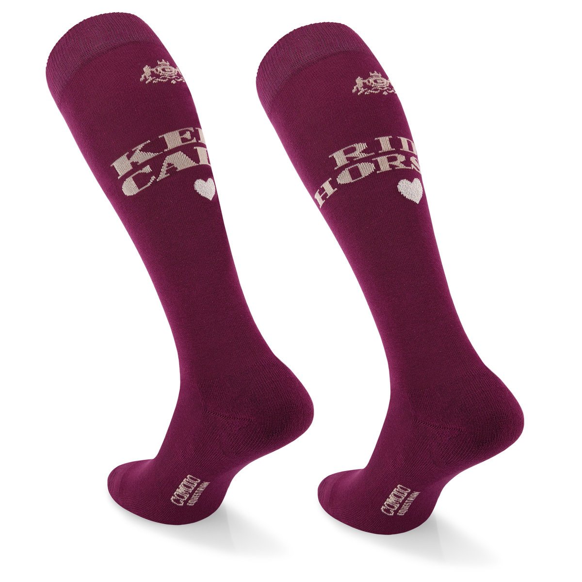 Cienkie bawełniane podkolanówki jeździeckie COMODO SPDH 39-42. Wiśniowe, letnie skarpety z grafiką Keep calm-11. dla niej i niego