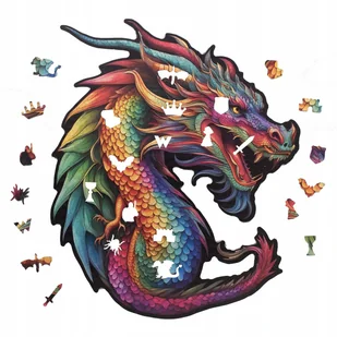 PUZZLE DREWNIANE DUŻY SMOK 490 elementów trudne puzzle XXL - Puzzle - miniaturka - grafika 1