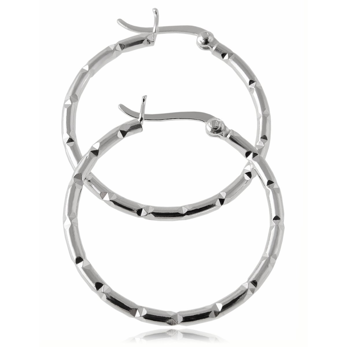 Kolczyki koła diamentowane średnica 3,0 cm srebro 925. 5,3g