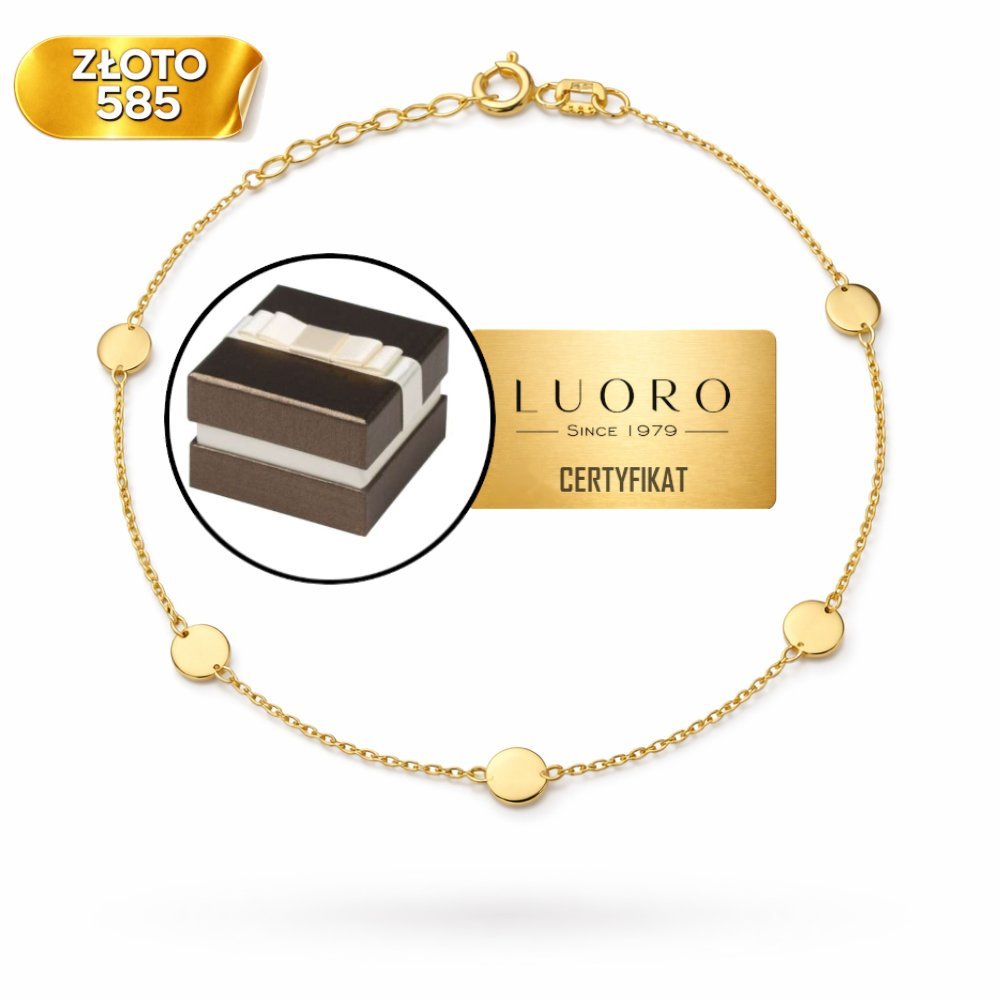BRANSOLETKA ZŁOTA 585 14K PEŁNE KÓŁKA 17,5 CM REGULOWANA ELEGANCKA