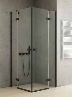 New Trendy Czarna kabina prysznicowa drzwi uchylne 110x120 EXK-4991 Reflexa Black - Kabiny prysznicowe - miniaturka - grafika 1
