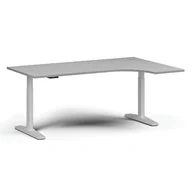 Stoły i stoliki do biura - Stół z regulacją wysokości, elektryczny, 675-1325 mm, narożnik prawy, blat 1800x1200 mm, podstawa biała, szara - miniaturka - grafika 1