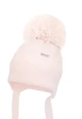 Czapki dla dzieci - Dziewczęca czapka na zimę GILLES z pomponem róż - miniaturka - grafika 1