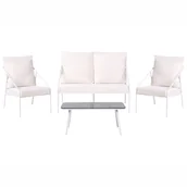 Meble ogrodowe - Beliani zestaw ogrodowy ze stolikiem dla 4 osób USTICA Metal Biały - miniaturka - grafika 1