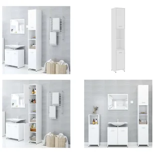 vidaXL Szafka łazienkowa biała 30x30x183,5 cm Materiał drewnopochodny - Szafka łazienkowa - Szafki łazienkowe - Szafka - Szafki - Szafki łazienkowe - miniaturka - grafika 1
