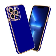 Etui i futerały do telefonów - Etui Do Apple iPhone 13 PRO Porkowiec w Glossy Niebieski - Różowe Złoto Ochrona kamery Obudowa Case Cover TPU Cadorabo - miniaturka - grafika 1