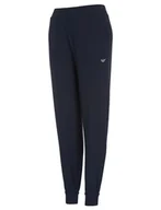 Spodnie damskie - Emporio Armani Damskie spodnie z mankietami z wiskozy polarowej, morski, XL - miniaturka - grafika 1