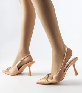 Beżowe szpilki z kokardką Wildrose -36 - Półbuty damskie - miniaturka - grafika 1