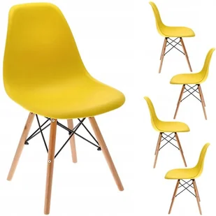 Krzesła skandynawskie, plastikowe, 35x52x81 cm, 4 sztuki, żółte - Krzesła - miniaturka - grafika 1