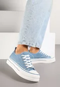 Trampki damskie - Niebieskie Casualowe Trampki na Niskiej Platformie Natirinne - Renee - miniaturka - grafika 1