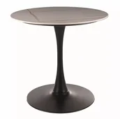 Stoły - Stół okrągły biały blat ESPERO efekt maruru FI 80 na czarnej nodze - miniaturka - grafika 1